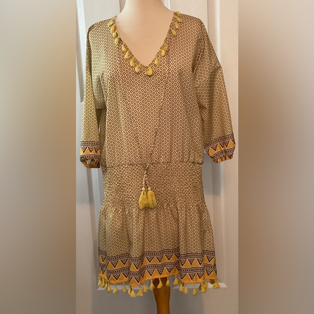 Made With Love Yellow Boho Festival Dress‎ Small Tassels
